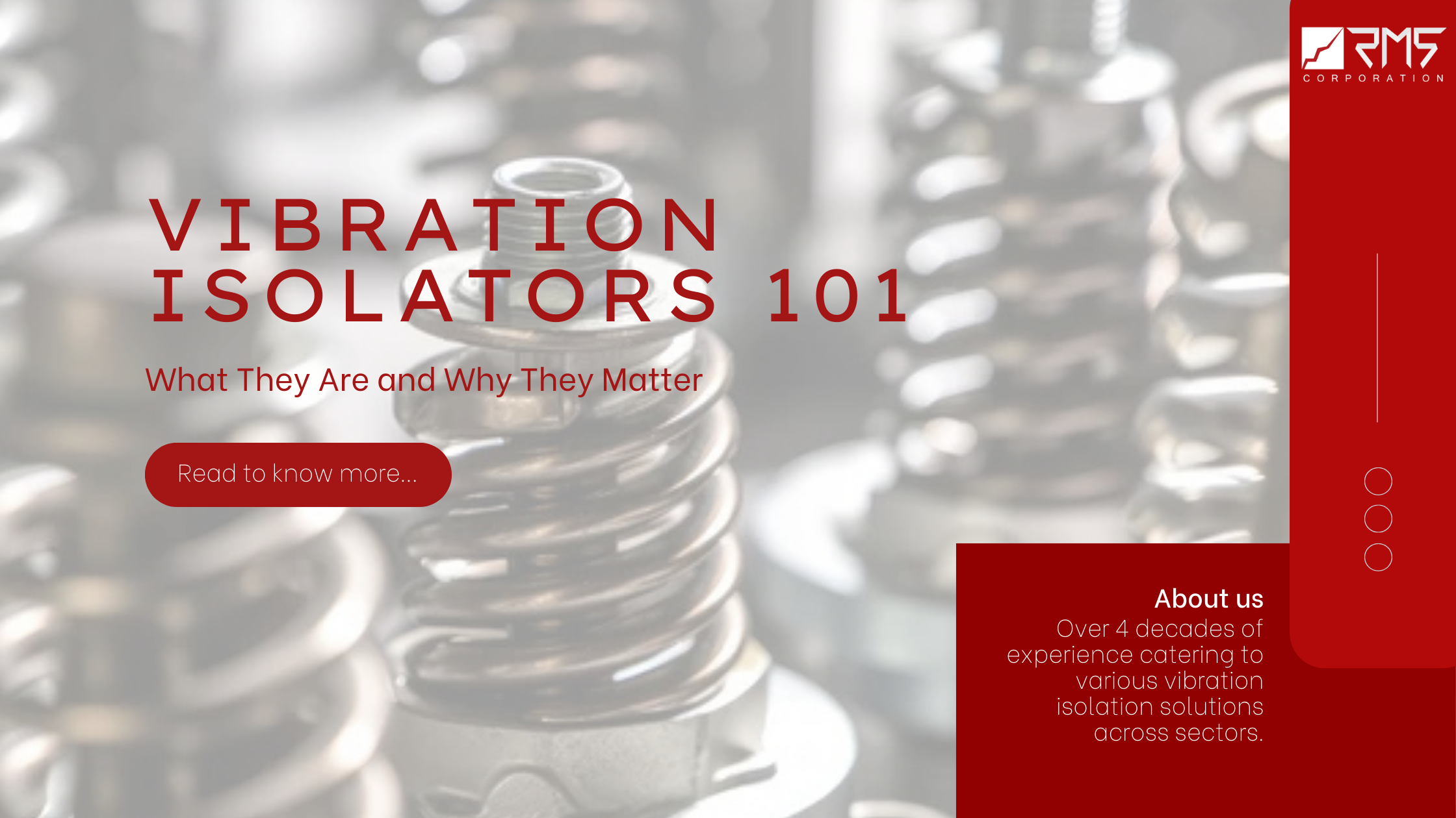 Vibration Isolators, spring and rubber isolators